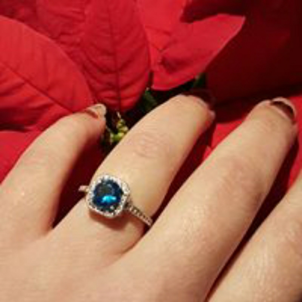 Genuine Blue Topaz & CZ Ring